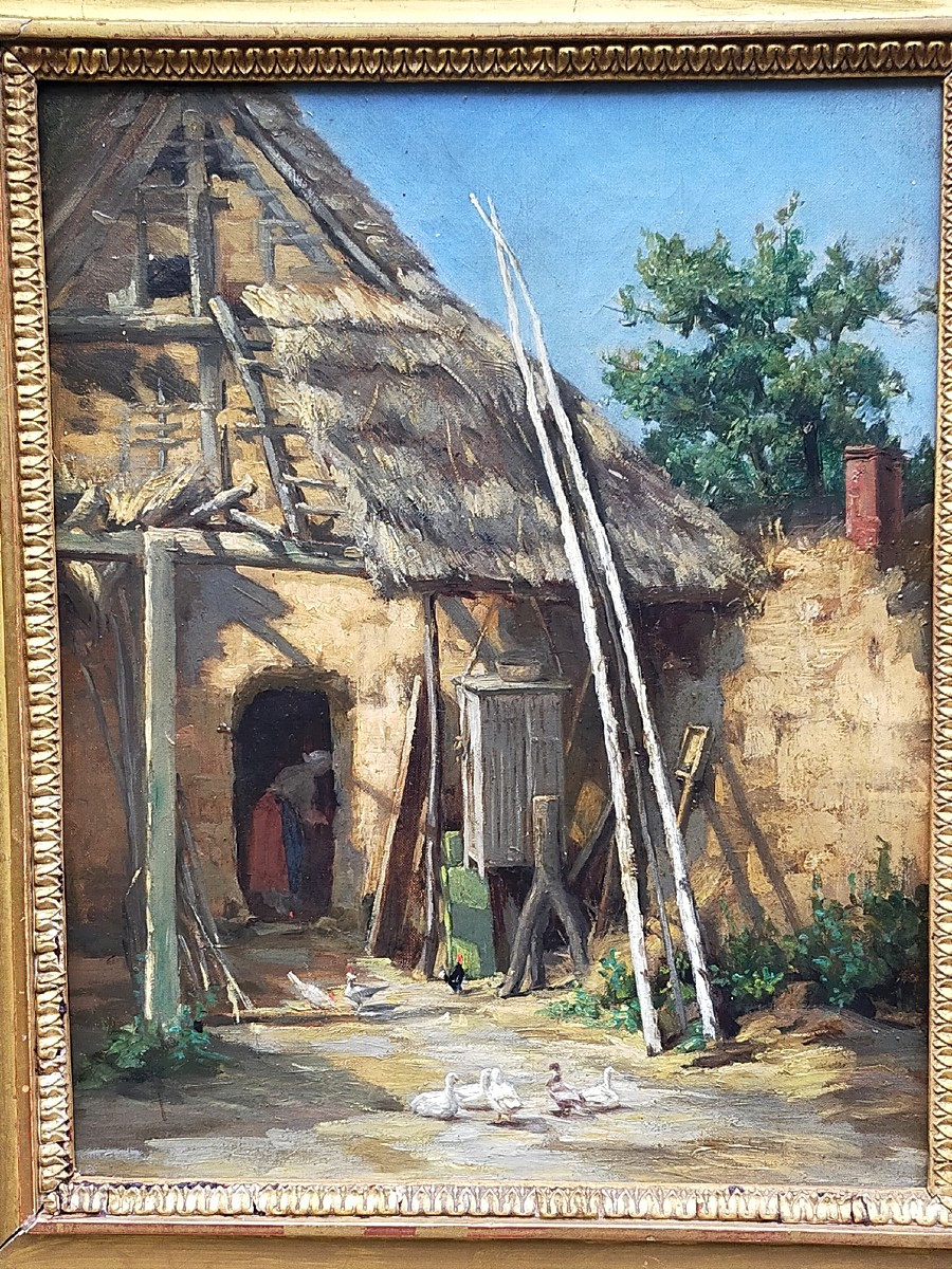 M. Jouanni, 1887 - Farm Scene Of Ducks And Poultry