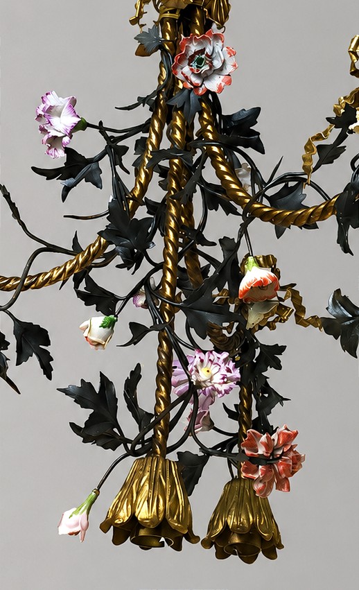 Porcelain And Bronze Flower Chandelier In The Louis XVI Style (meissen )-photo-2