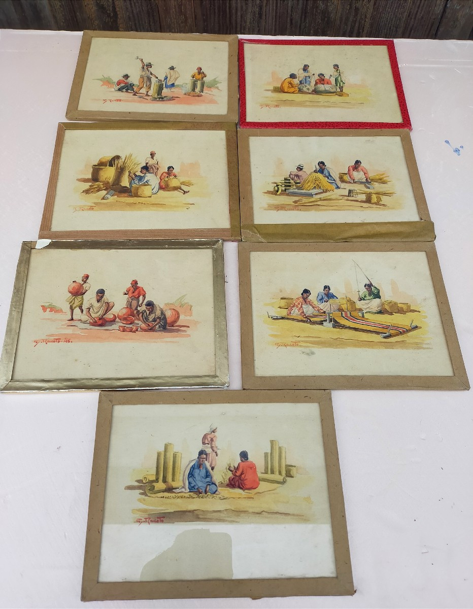 7 Watercolors By Gilbert Rakoto Madagascar ( Ratova Ramanda Ramanankamonjy...)