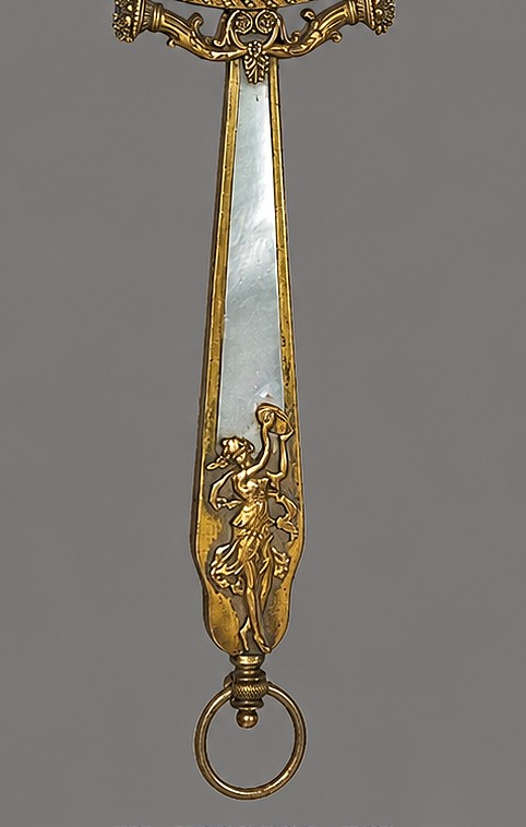 Face &agrave; main  bronze  &ndash; Miniature du Roi Louis XVI  &ndash; XIXe ( miroir coiffeuse empire)-photo-4