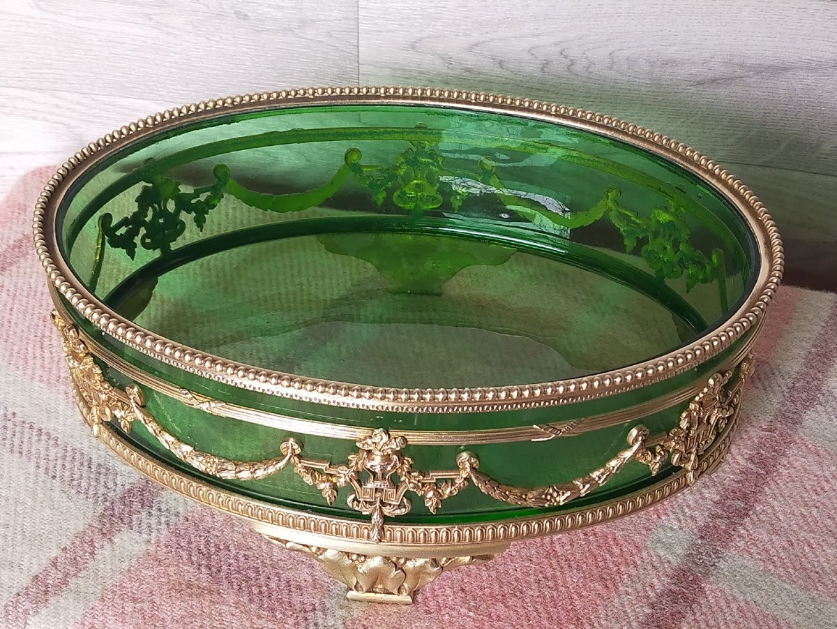 Jardiniere In Green Crital And Gilded Bronze Louis XVI-photo-4
