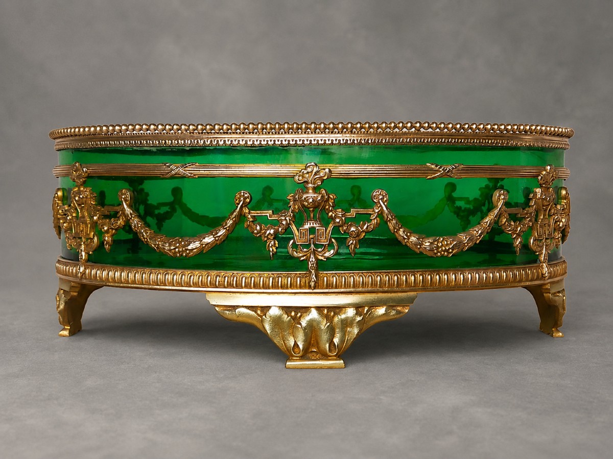 Jardiniere In Green Crital And Gilded Bronze Louis XVI
