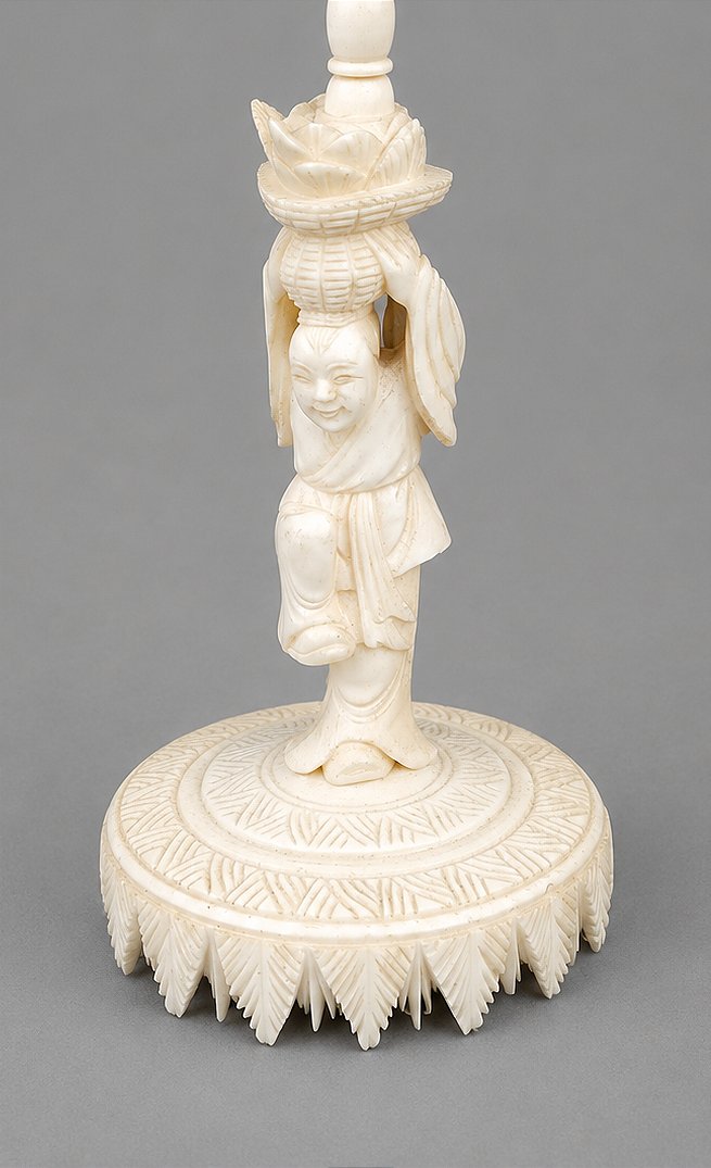 boule de canton en ivoire sculpté -photo-3