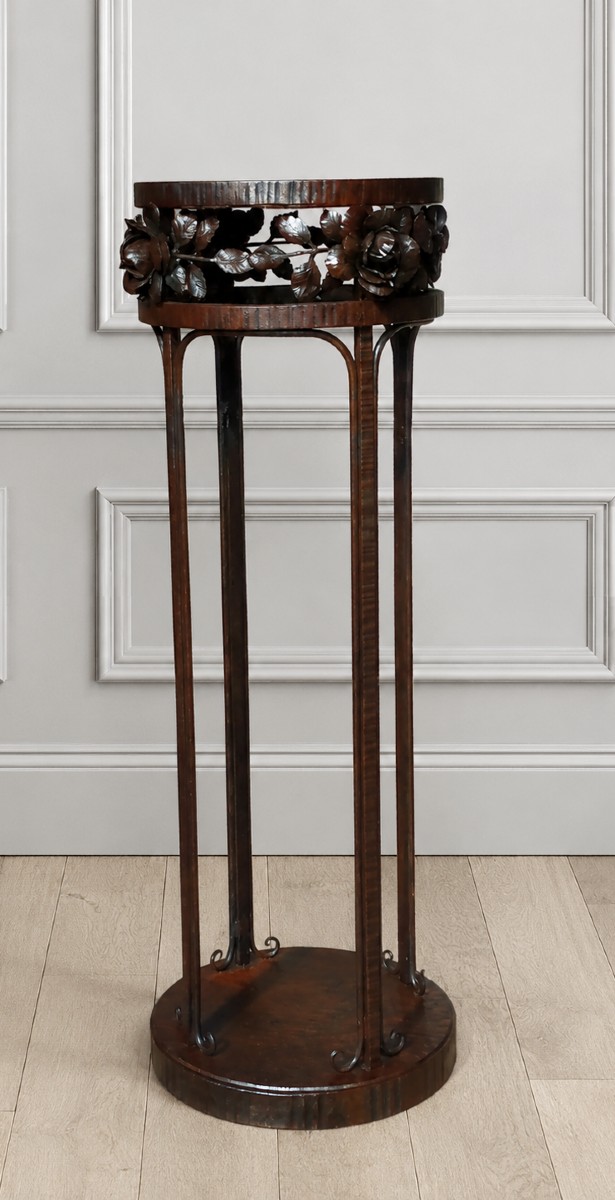 Small Art Deco Pedestal Table, Wrought Iron