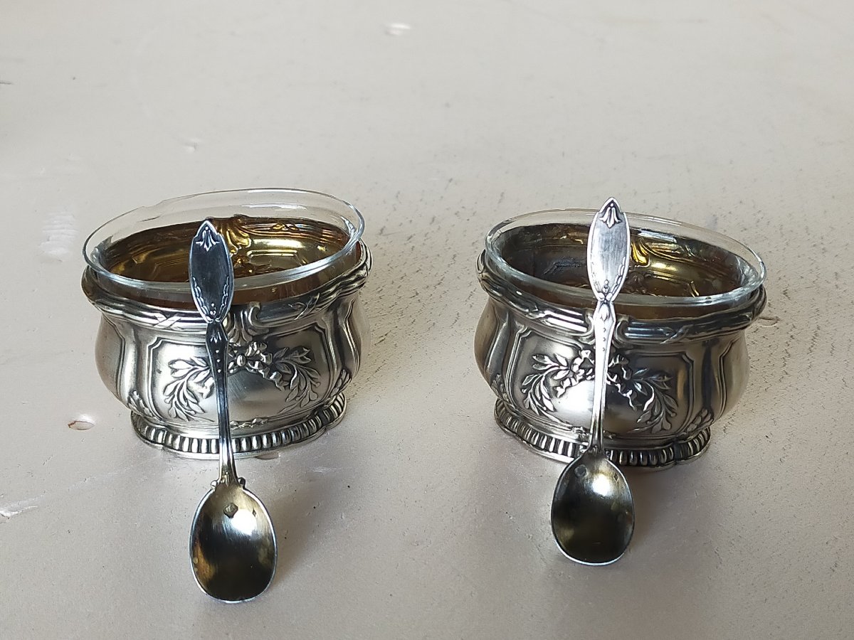 paire de salerons en argent massif 