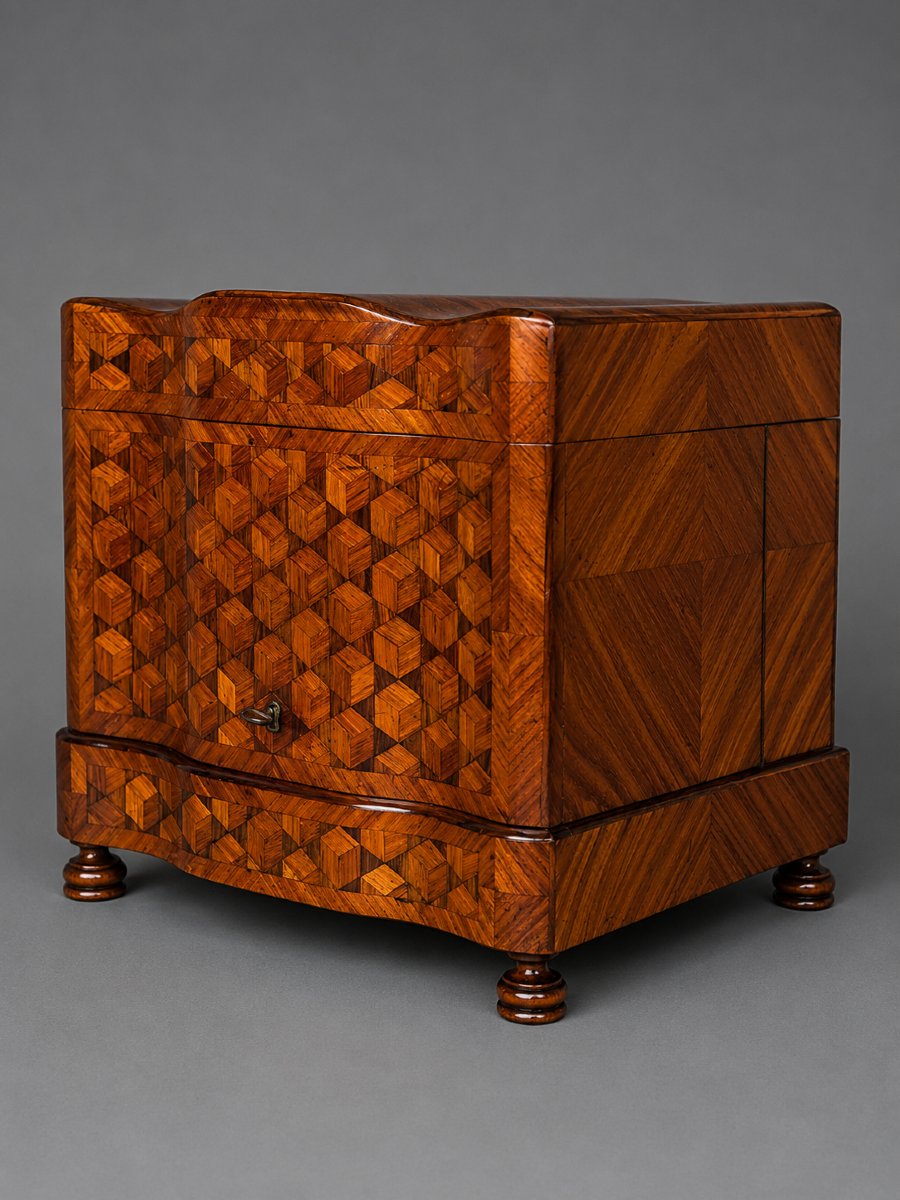 Cave A Liqueur Sormani Cube Marquetry And Baccarat Crystal-photo-4