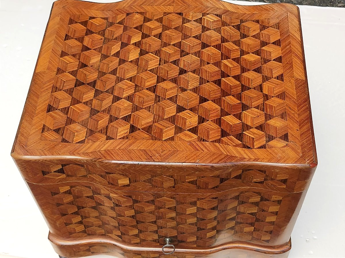 Cave A Liqueur Sormani Cube Marquetry And Baccarat Crystal-photo-1
