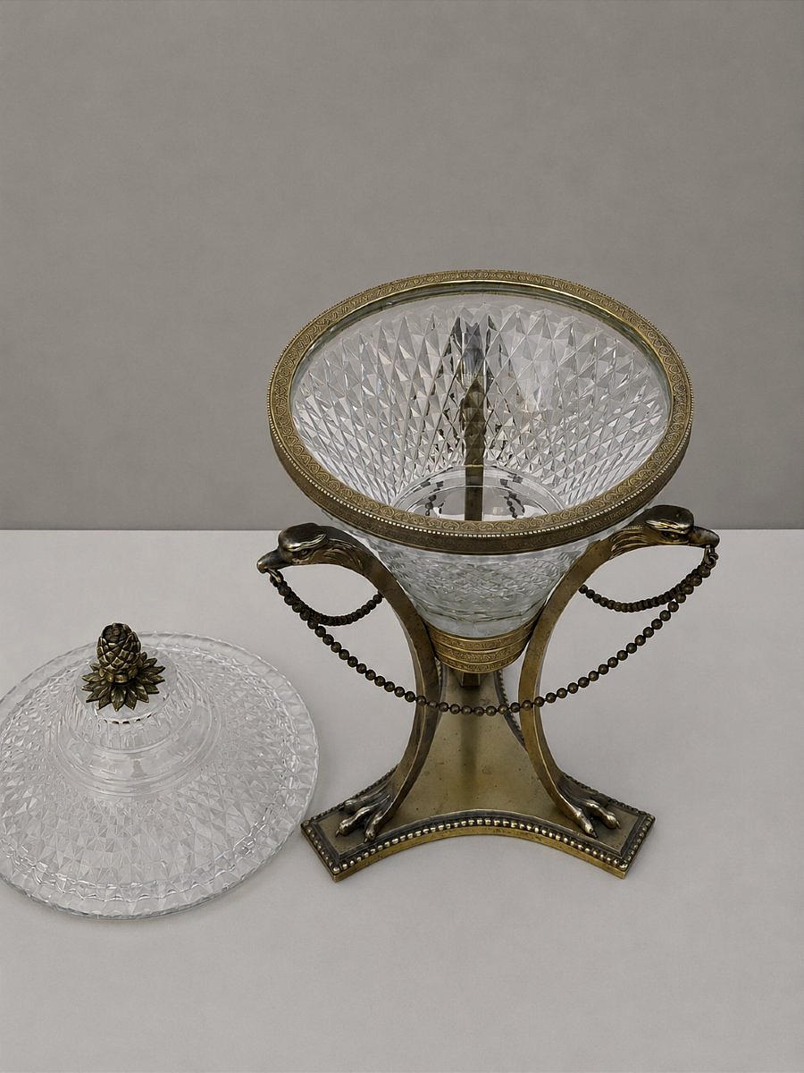Sucrier époque empire cristal taillé (bonbonnière confiturier) -photo-2