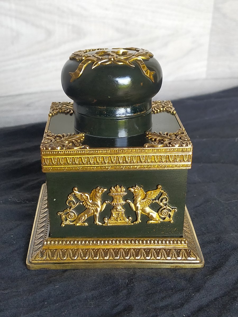 Bronze Inkwell With Empire-style Decoration -photo-4
