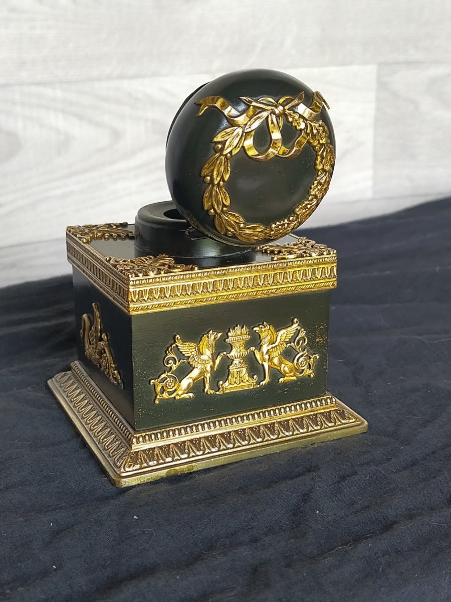 Bronze Inkwell With Empire-style Decoration 