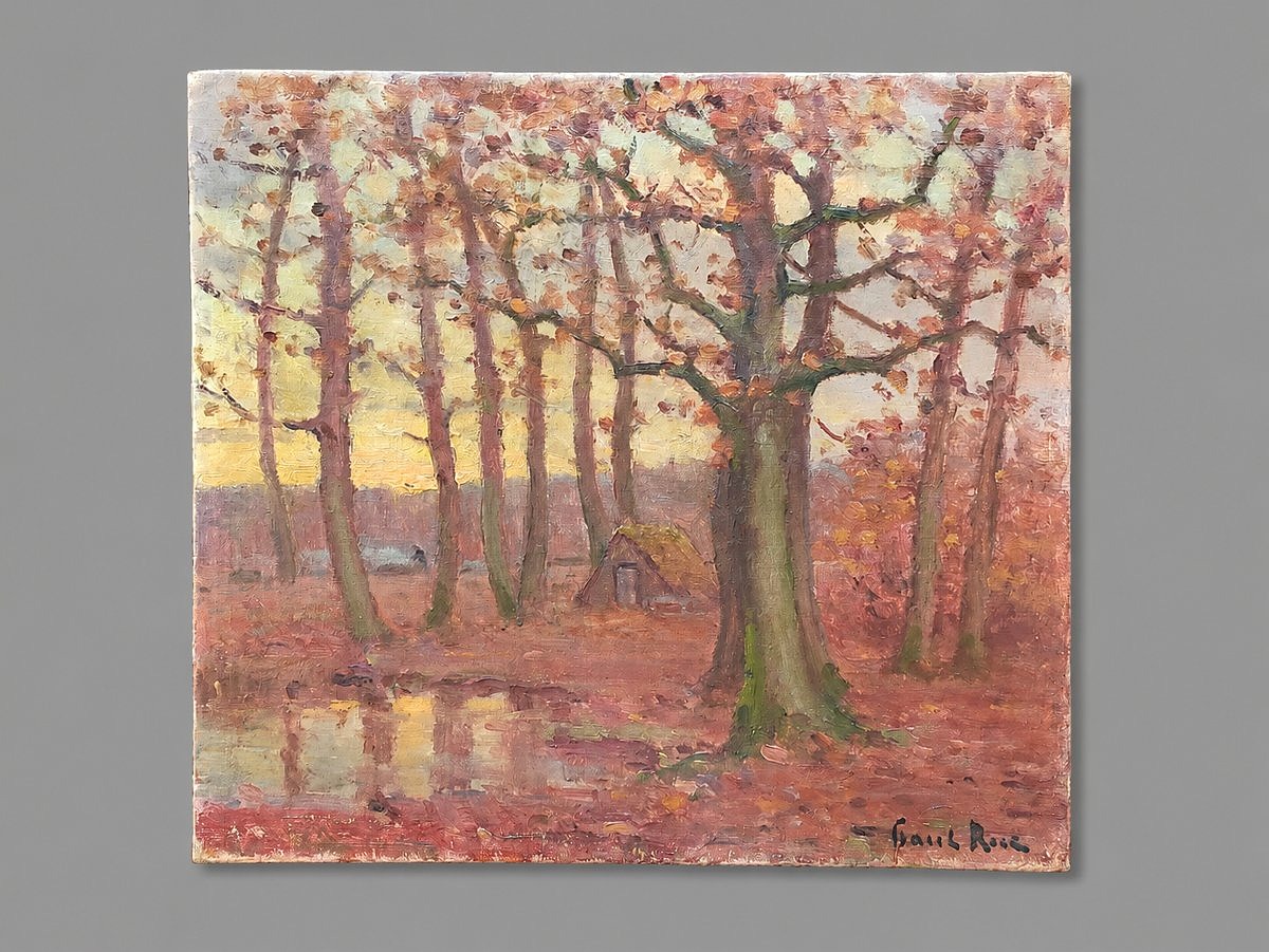 Paul Rue 1866/1954 cabane en sous bois  Ecole de crozant (berry maillaud creuse)