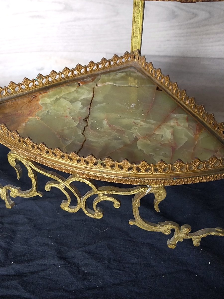 Encoignure Bronze And Onyx Corner Shelf -photo-2