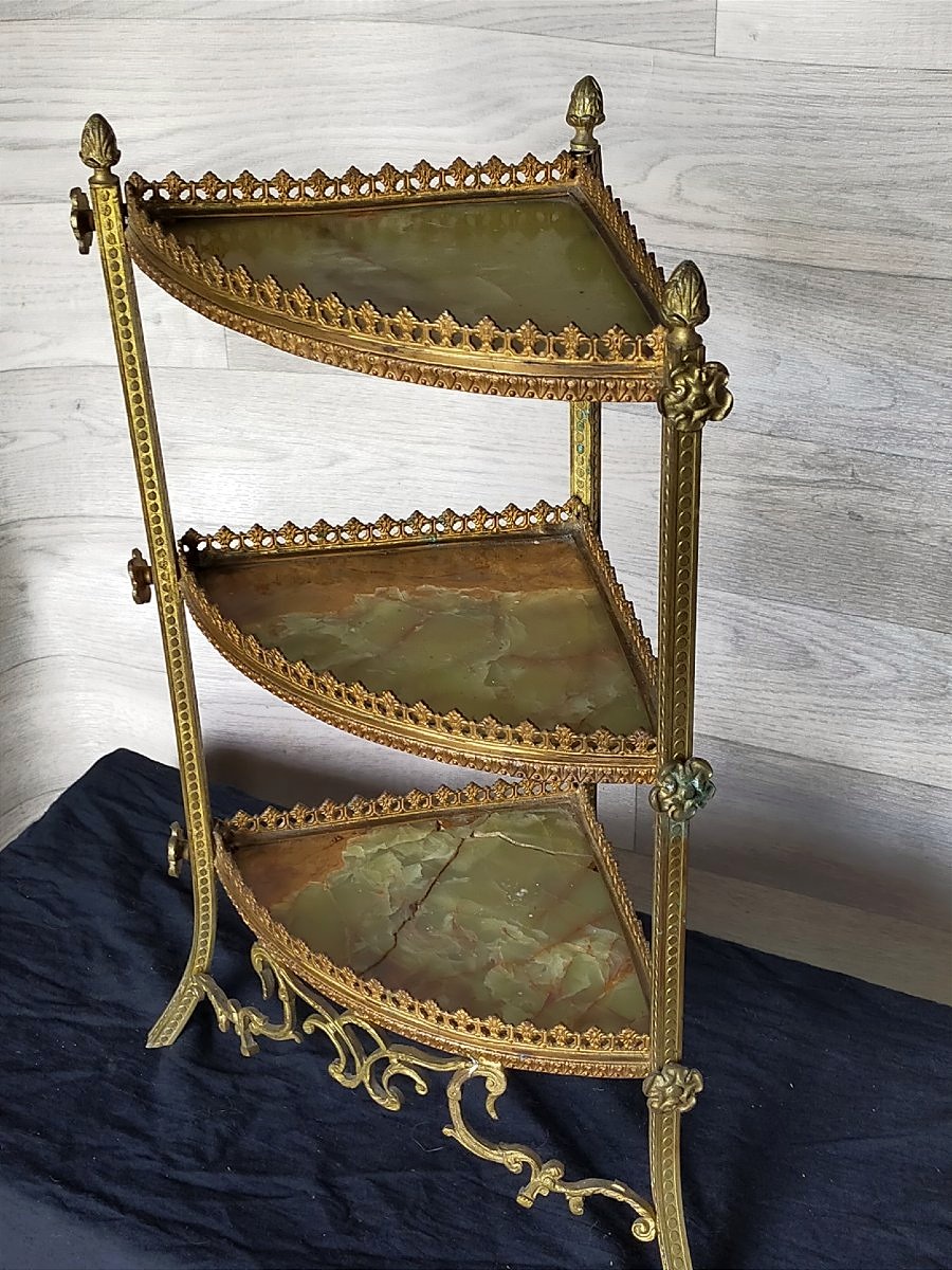 Encoignure Bronze And Onyx Corner Shelf -photo-4