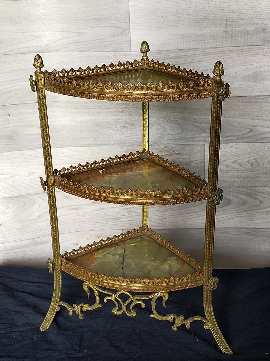 Encoignure Bronze And Onyx Corner Shelf 