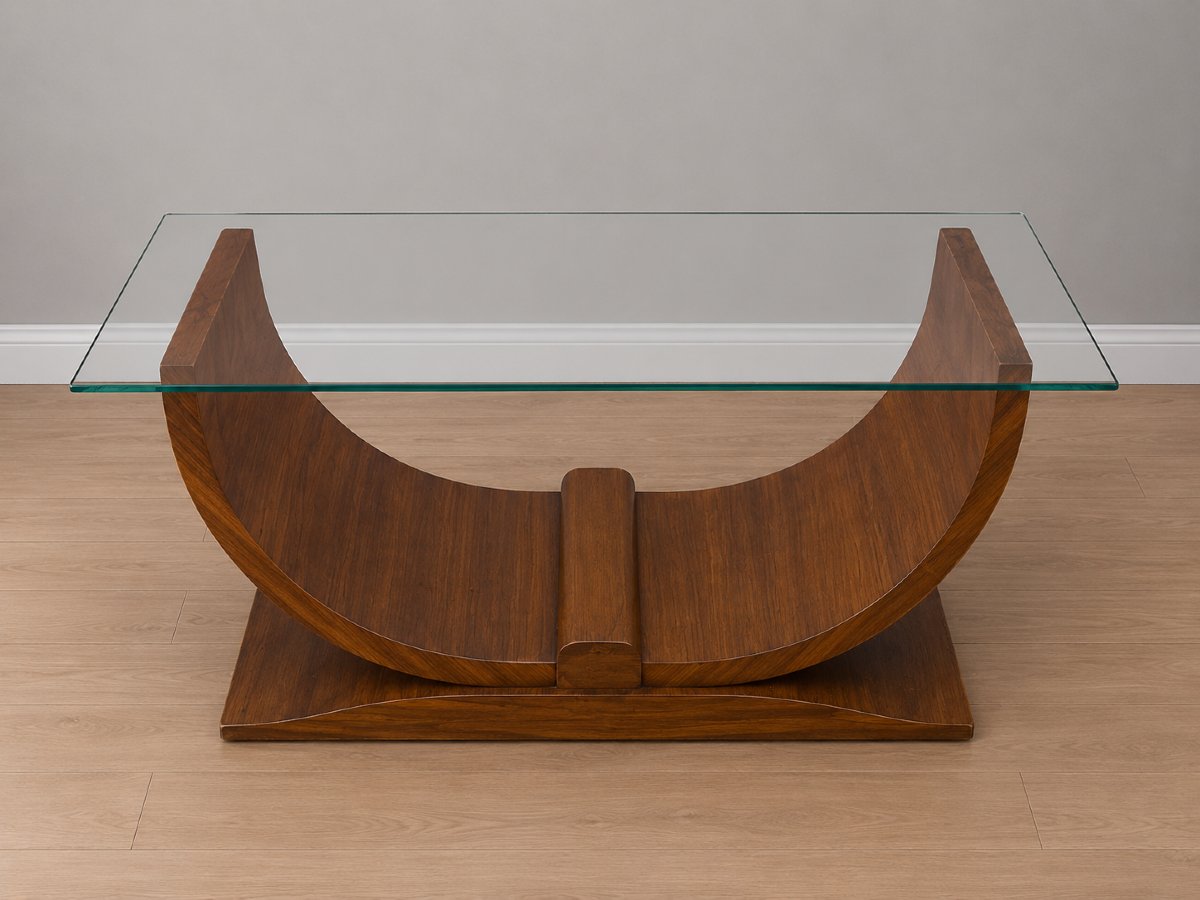 Table basse art déco plateau de verre 