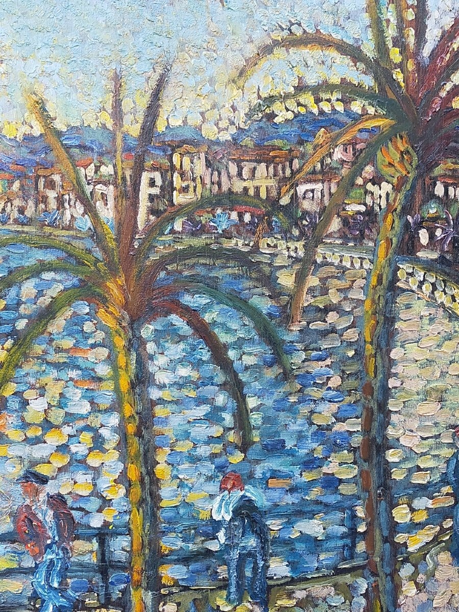 G&eacute;rard ALBOUY (1912-1985) La Croisette &agrave; Cannes pointilliste-photo-4