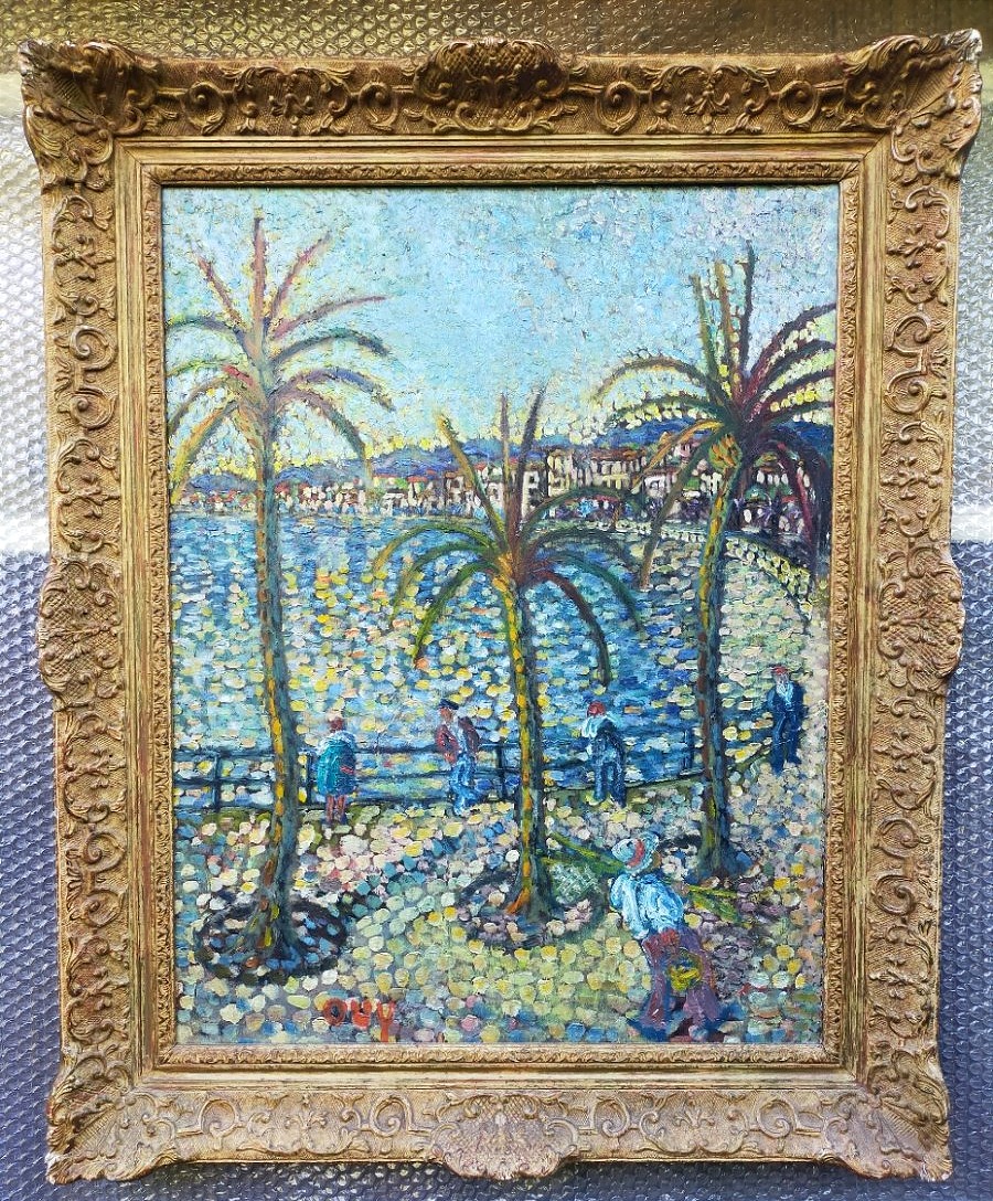G&eacute;rard ALBOUY (1912-1985) La Croisette &agrave; Cannes pointilliste
