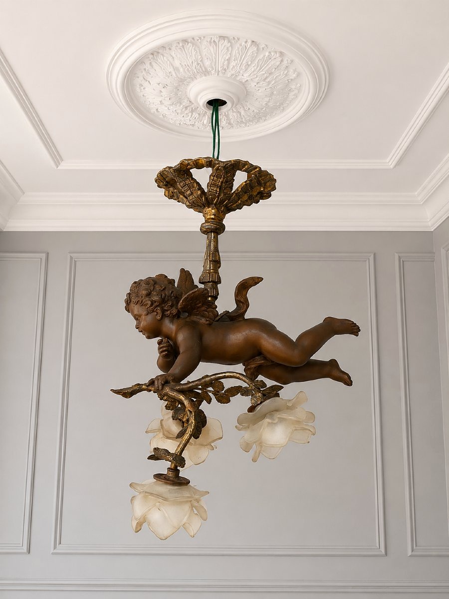 Cherub Chandelier (putti, Putto, Angel)-photo-2