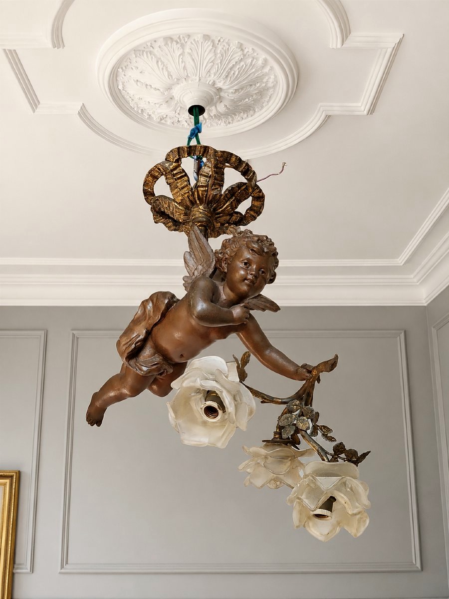 Cherub Chandelier (putti, Putto, Angel)-photo-3