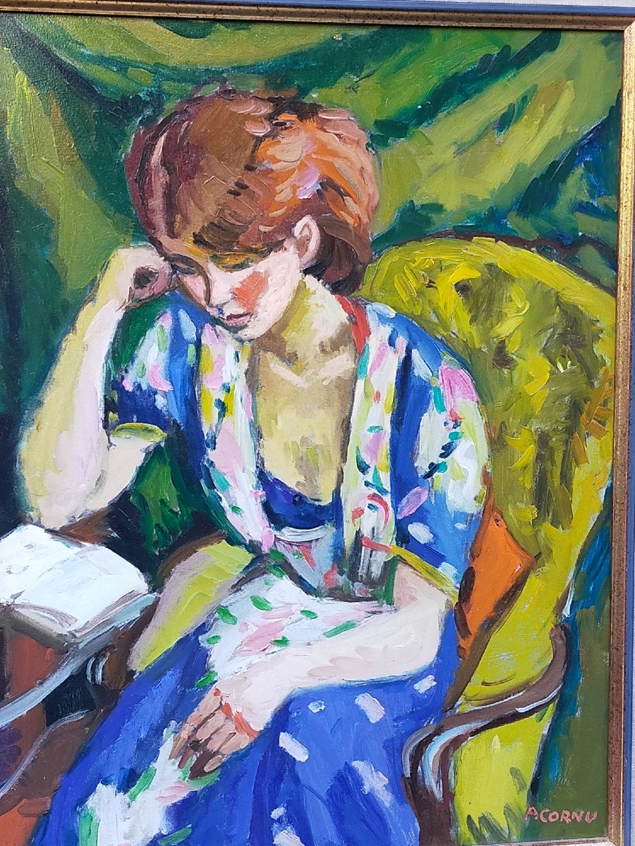 Pierre Cornu, 1895–1996: Woman Reading In Her Armchair -photo-2
