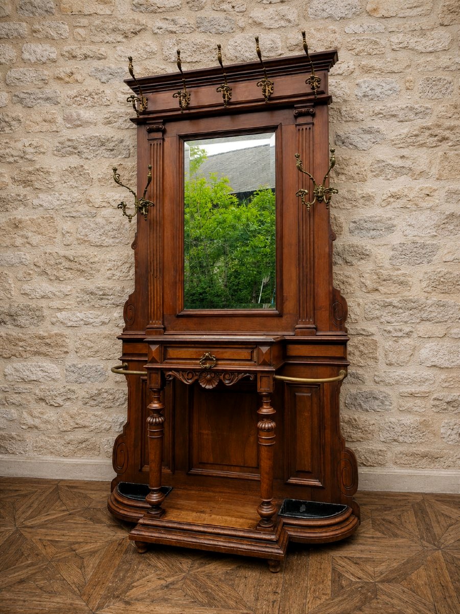 Walnut Castle-style Coat Rack -photo-2
