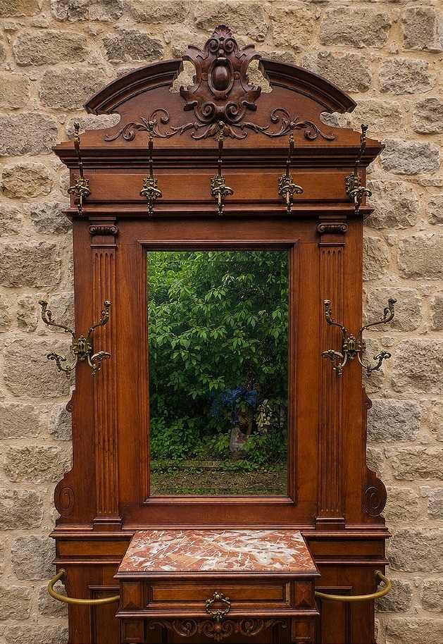 Walnut Castle-style Coat Rack -photo-4