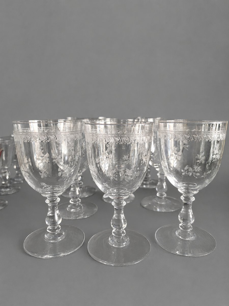 Eight Baccarat Crystal Water Glasses, "printemps" Model