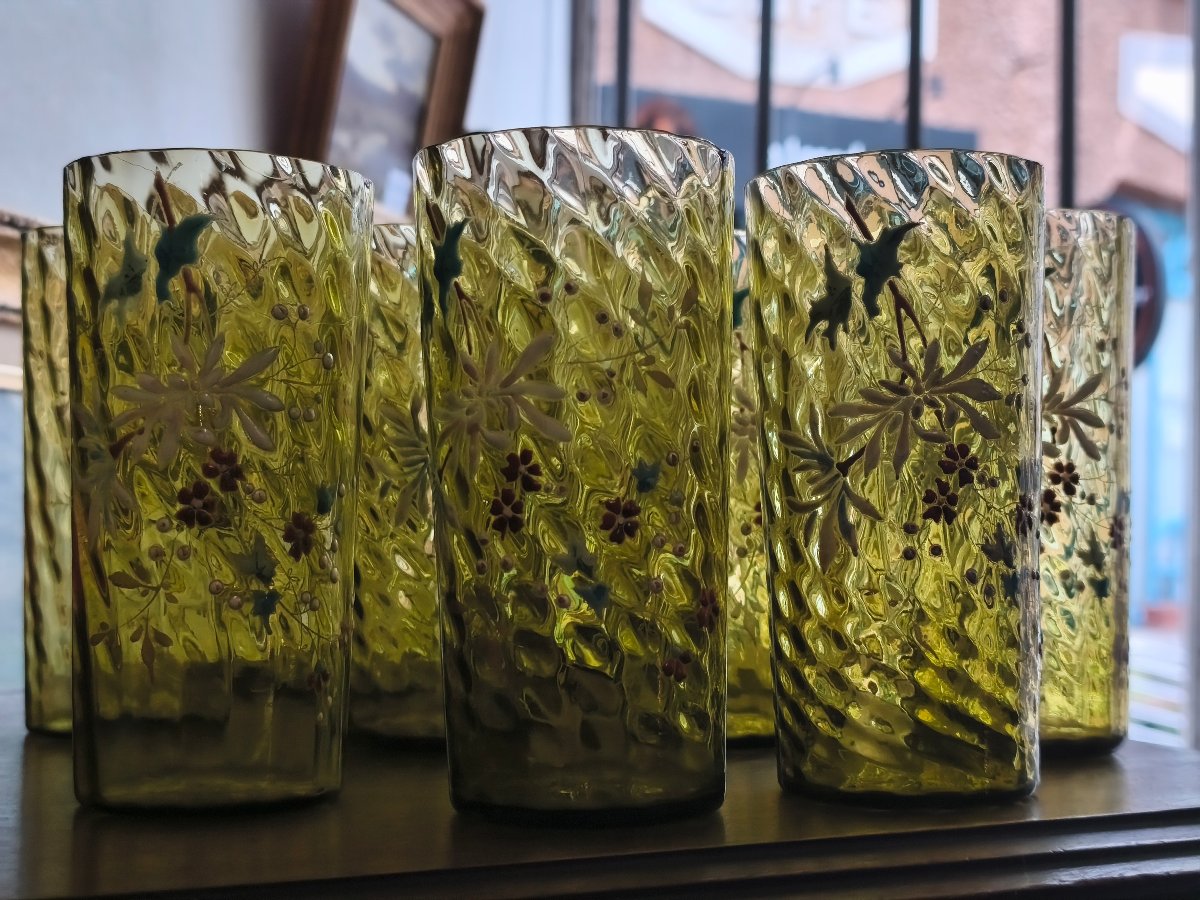 Dix verres a orangeade en verre émaillé (George Sand)-photo-2