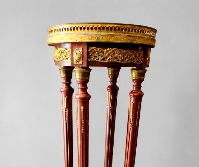Louis XVI-style High-backed Chair With Marble Top -photo-3