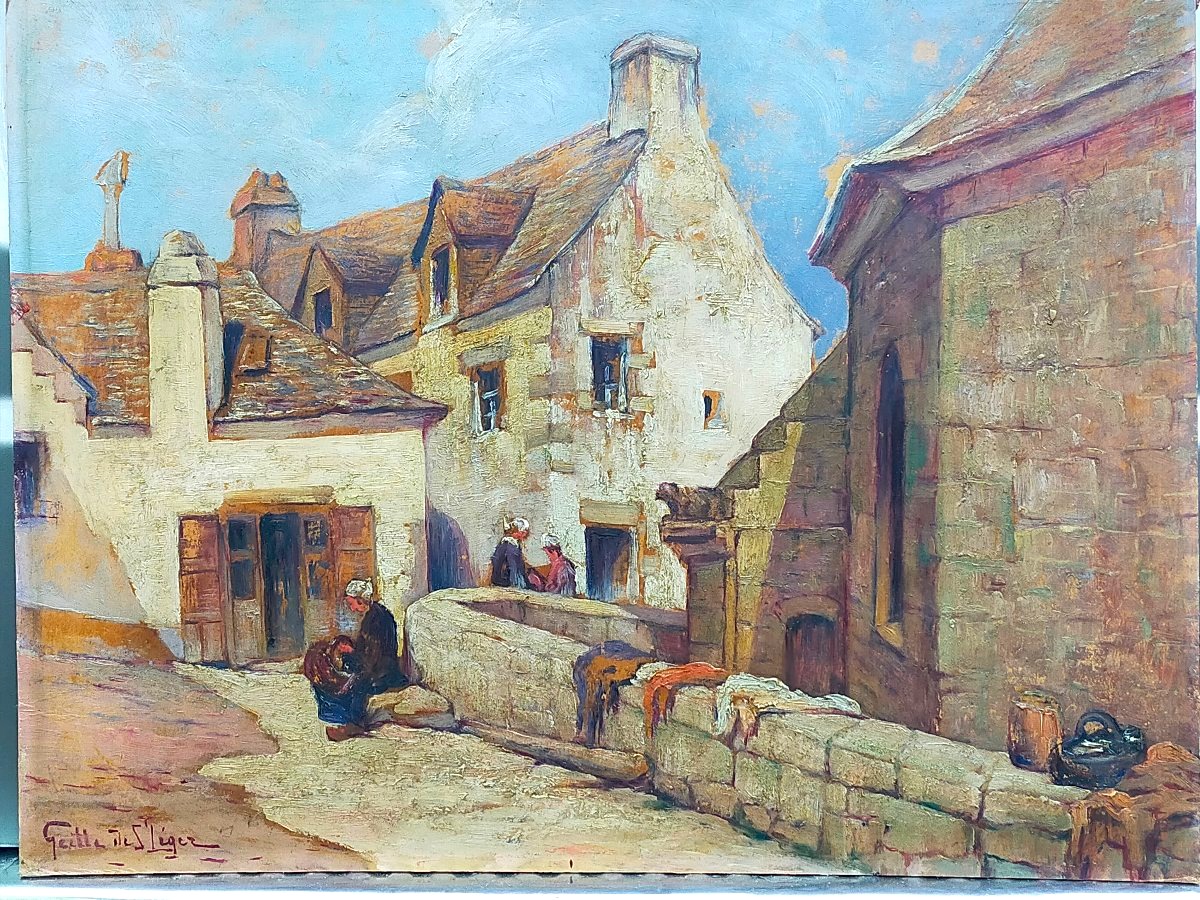 Village breton Léon geille de Saint-Léger (1864 1937) Bretagne