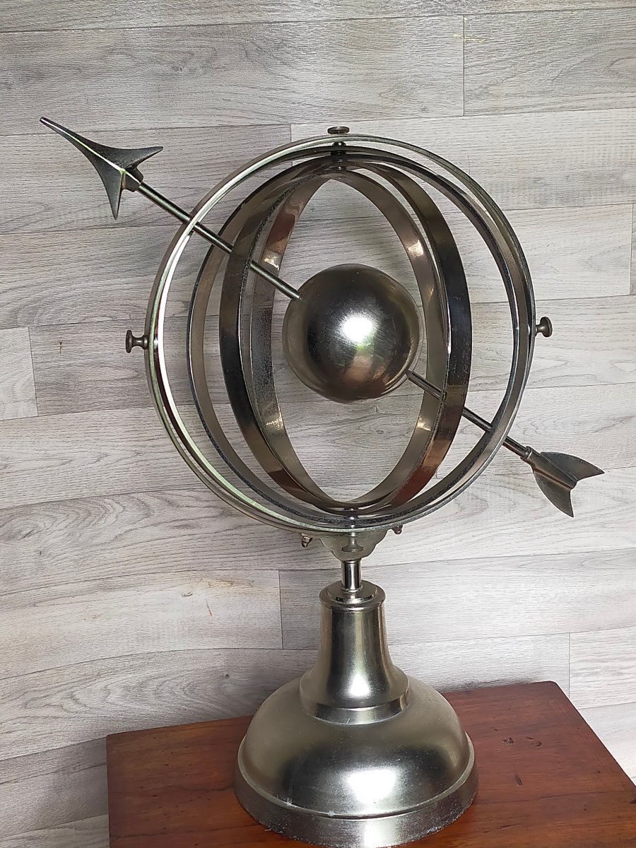 Chrome-plated Metal Armillary Sphere  Astrolabe -photo-2