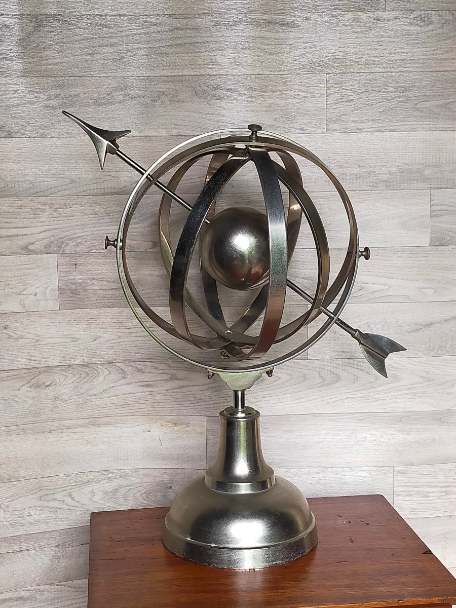 Chrome-plated Metal Armillary Sphere  Astrolabe -photo-3