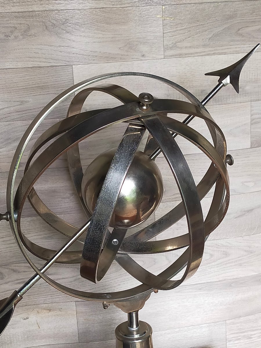 Chrome-plated Metal Armillary Sphere  Astrolabe -photo-1
