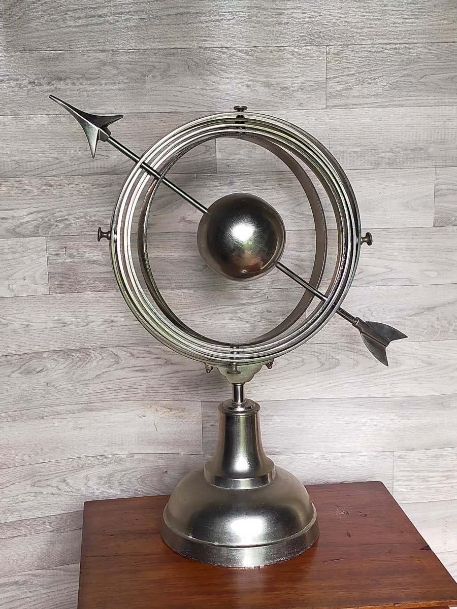 Chrome-plated Metal Armillary Sphere  Astrolabe -photo-2