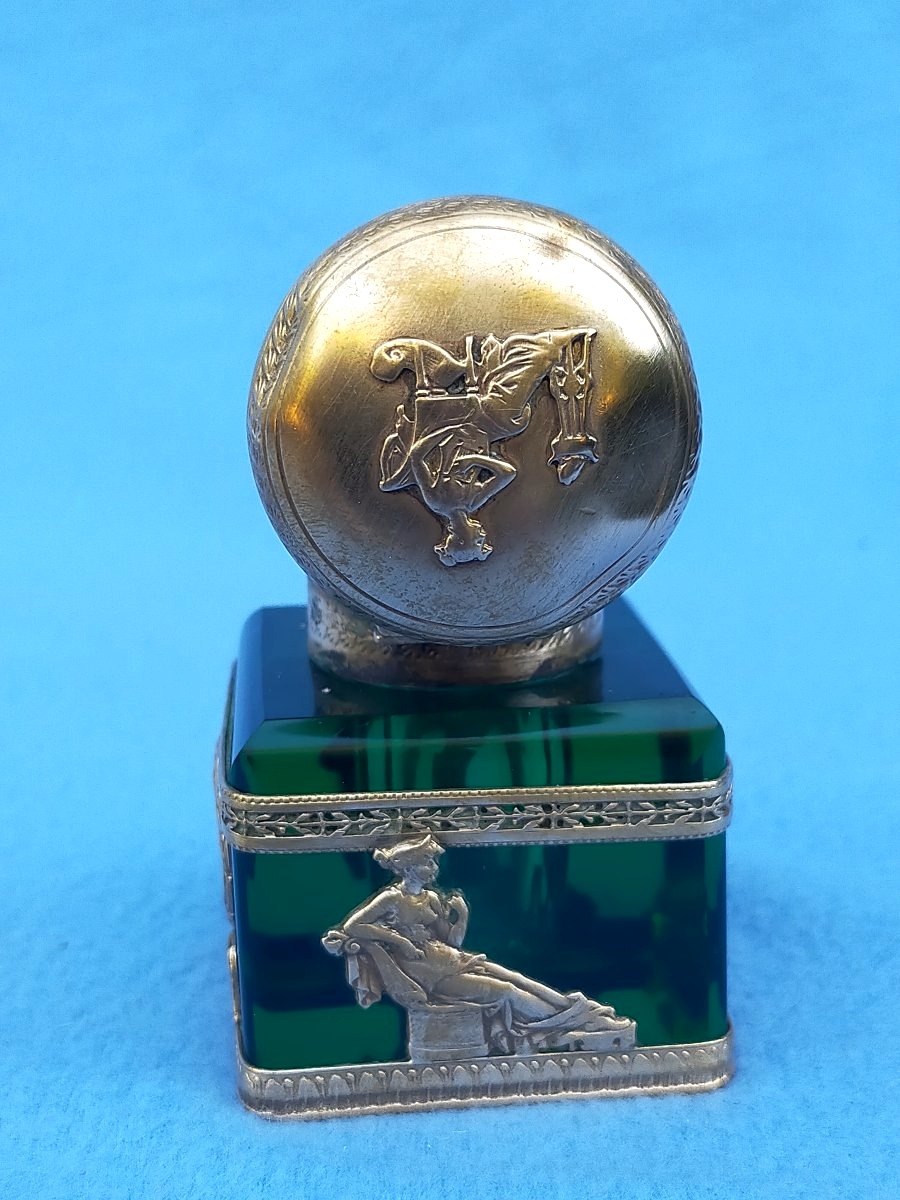 Crystal And Bronze Inkwell With An Antique Empire-style Draped Woman Design -photo-4