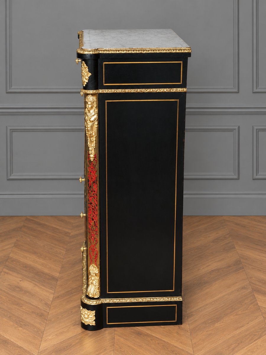 Petit Meuble Chevet en marqueterie boulle (semainier chiffonnier)-photo-2