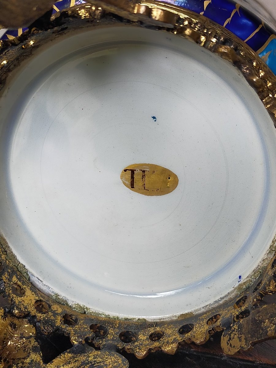 Large Cylindrical Earthenware Vase By Théodore Deck? Napoleon III-photo-1