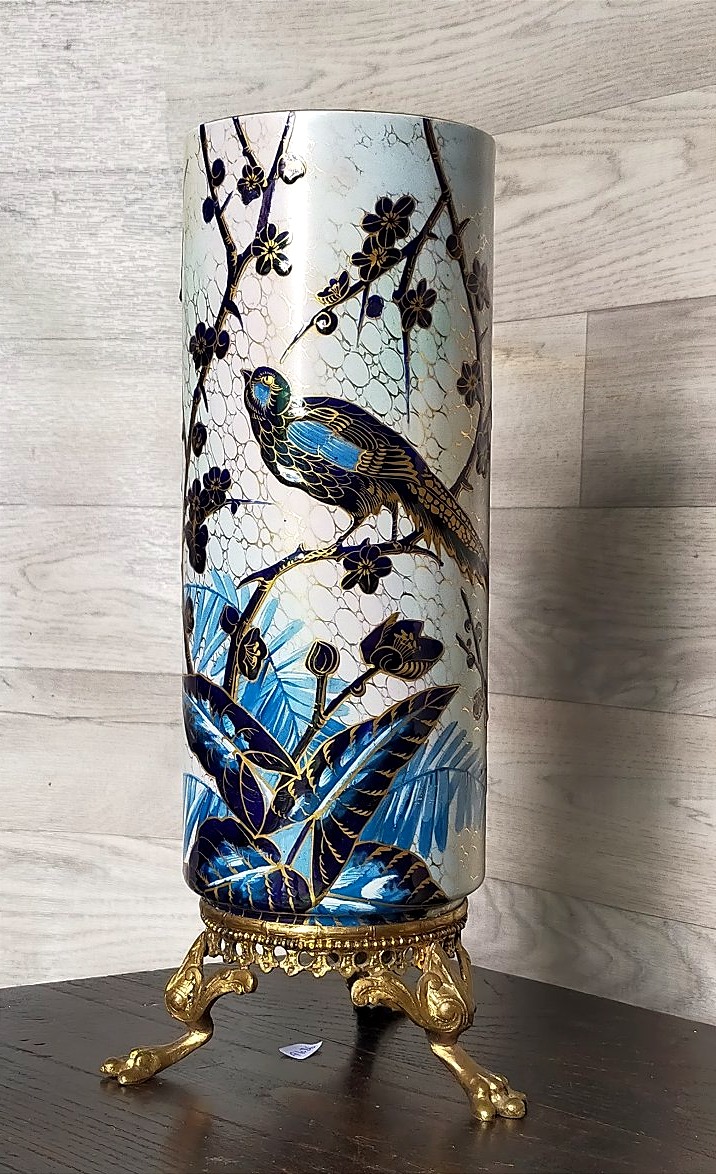 Large Cylindrical Earthenware Vase By Théodore Deck? Napoleon III