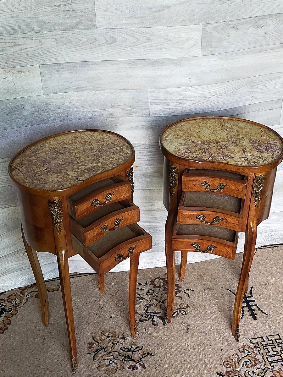 Paire de chevets rognon en marqueterie -photo-2