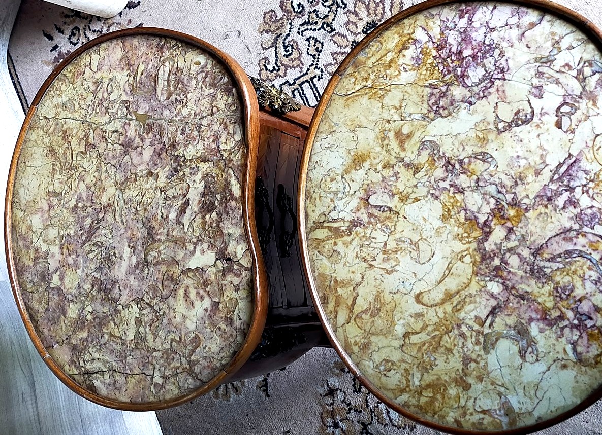 Paire de chevets rognon en marqueterie -photo-1