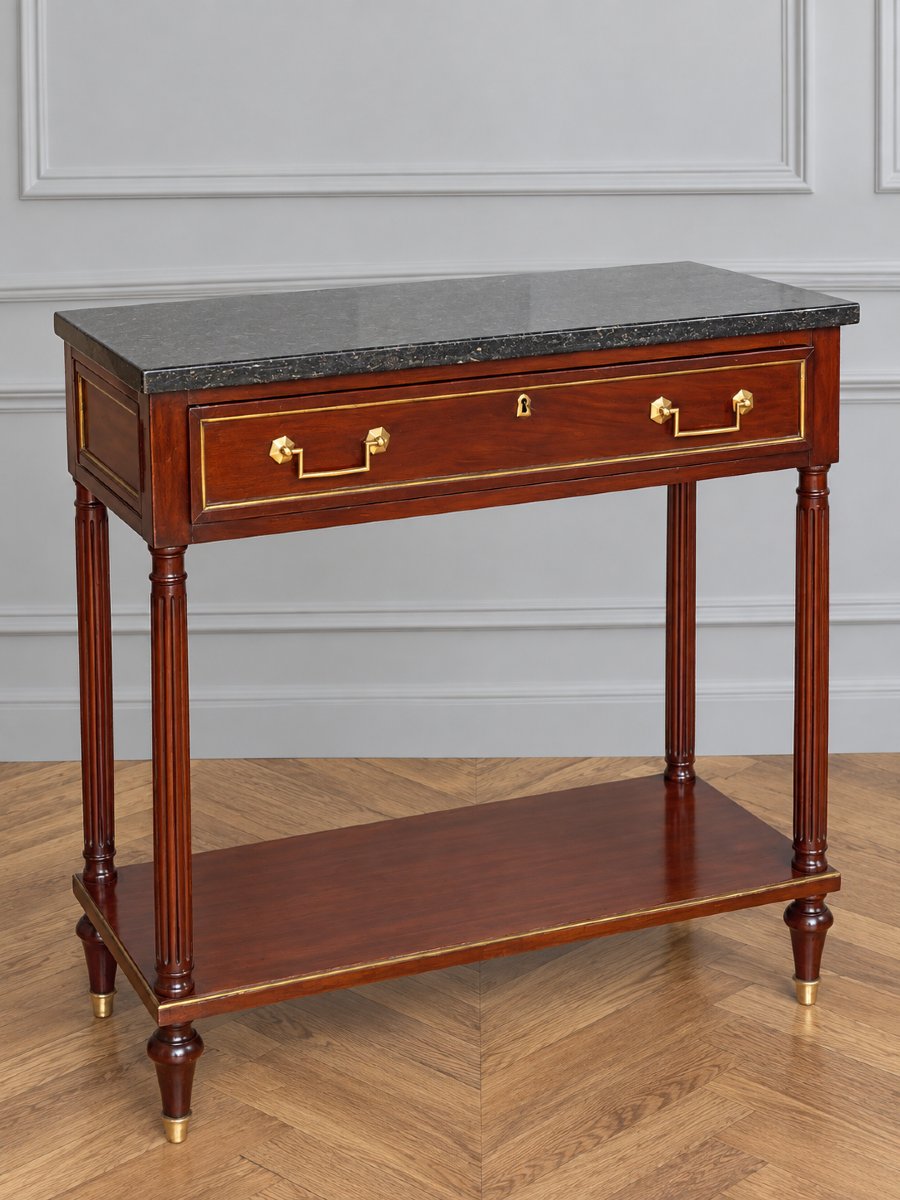 Louis XVI-era Console Table In Mahogany And Bronze -photo-3