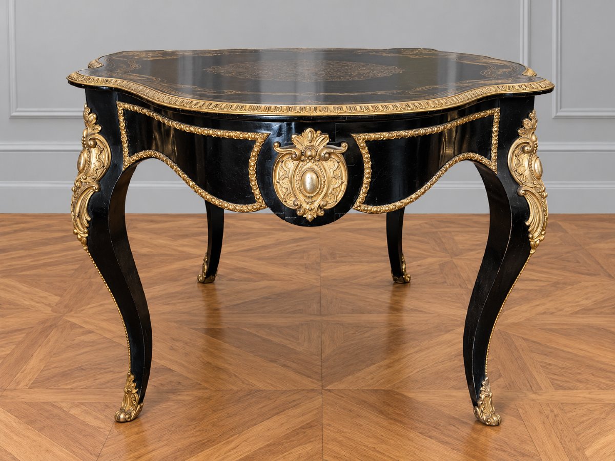 Table de milieu estampille dielh charles marqueterie boulle -photo-3