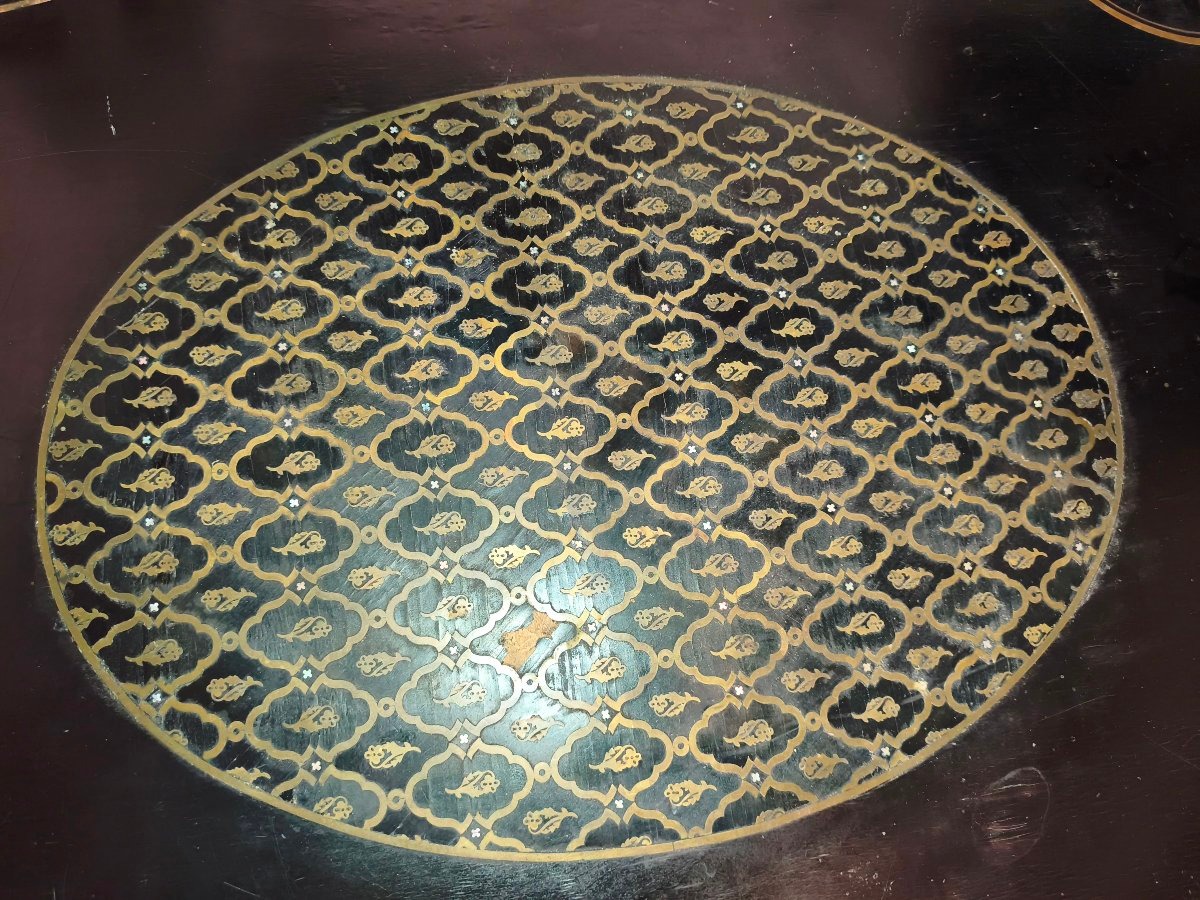 Table de milieu estampille dielh charles marqueterie boulle -photo-4