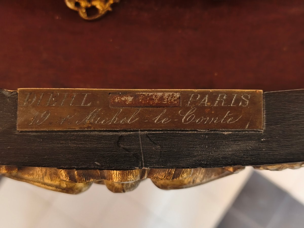 Table de milieu estampille dielh charles marqueterie boulle -photo-3