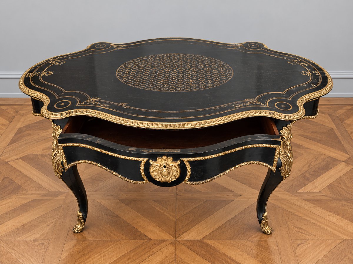 Table de milieu estampille dielh charles marqueterie boulle 