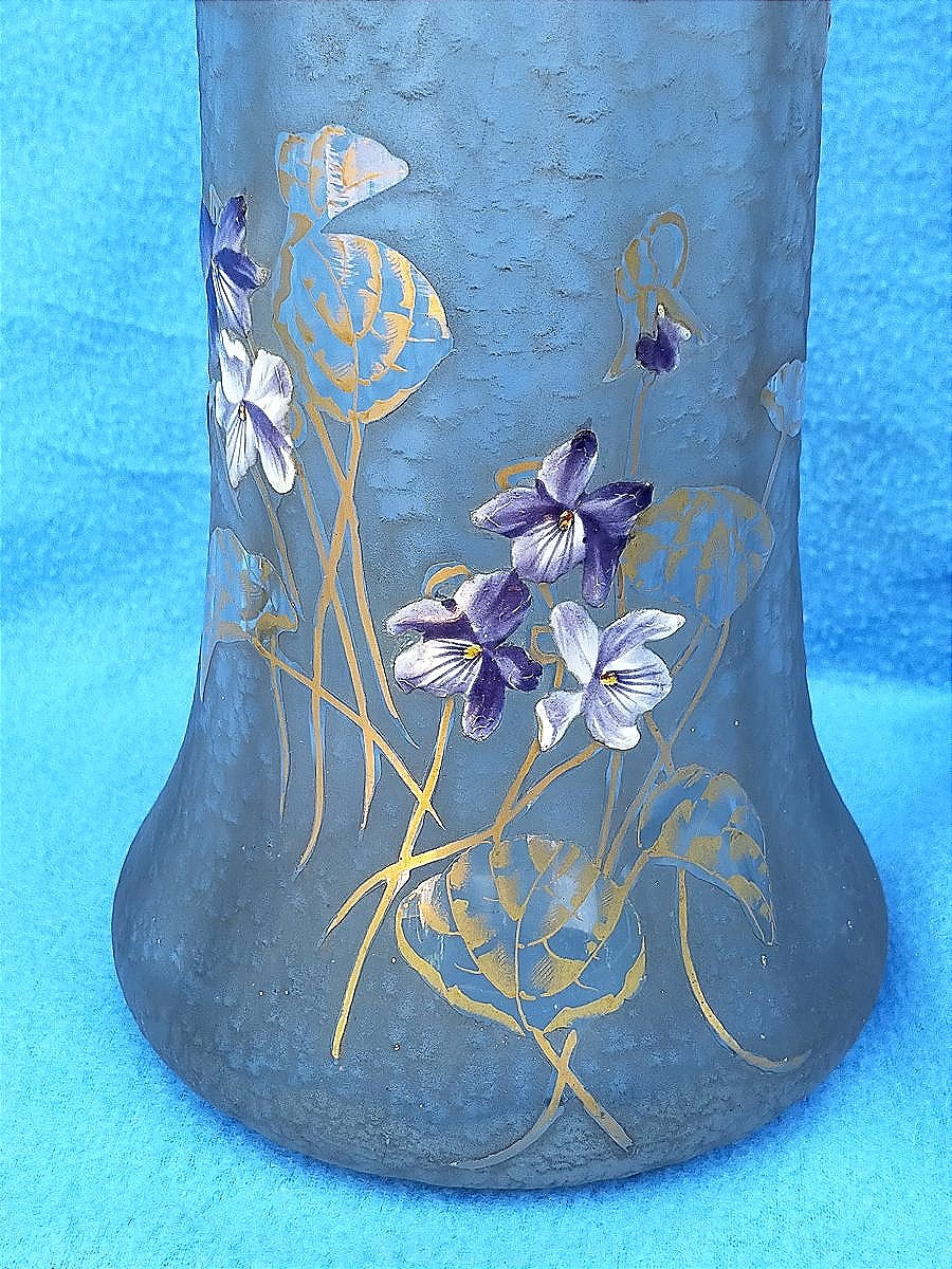 Large Legras Montjoye Vase With Violets-photo-2