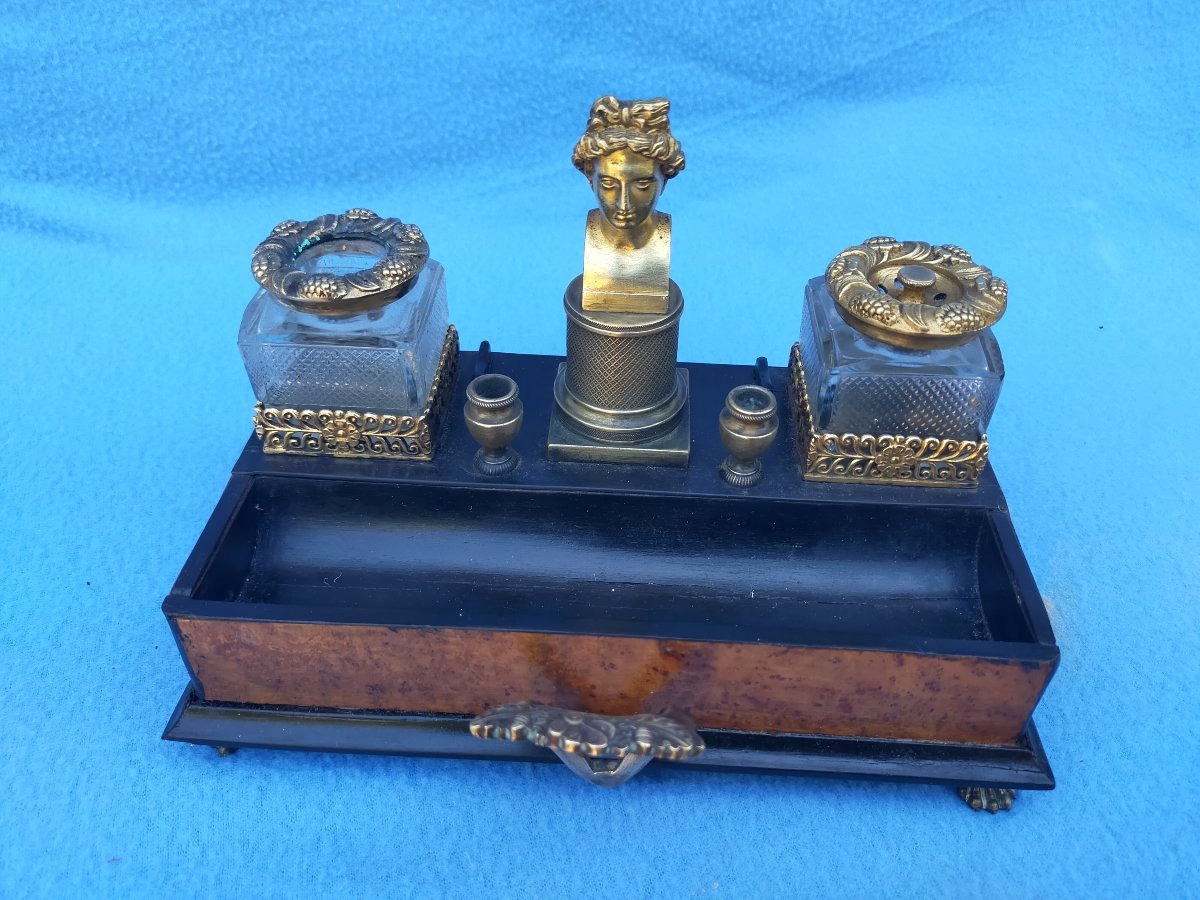 Gilded Bronze Empire-style Inkwell -photo-3