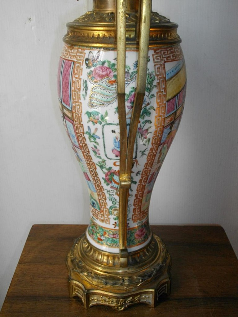 Large Porcelain Lamp China And Canton Bronze 19th-photo-4