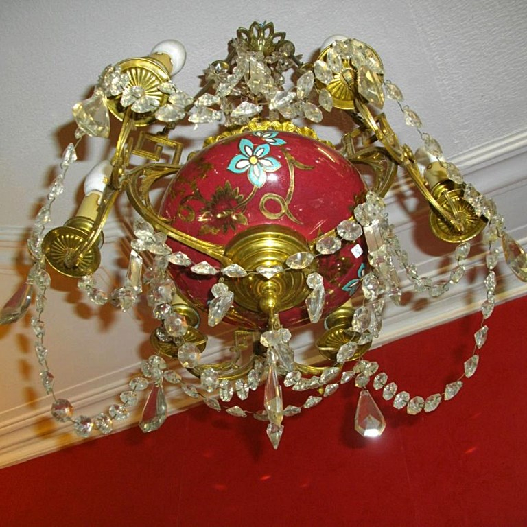 Faience Cup Chandelier Frame Bronze And Cristal 19th-photo-2