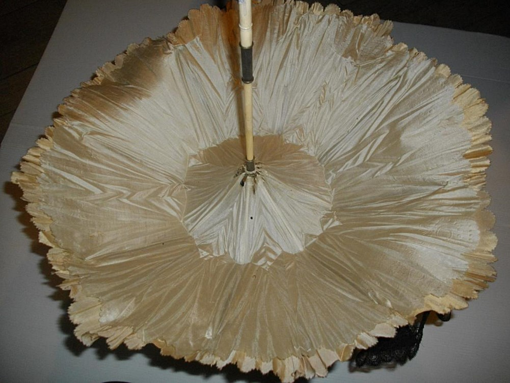 Silk Parasol And Carved Ivory Handle Beading-photo-1